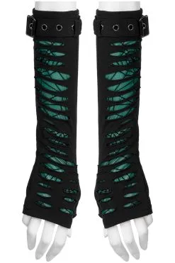 PUNK RAVE Woven Webs Emerald Armwarmers [GREEN]