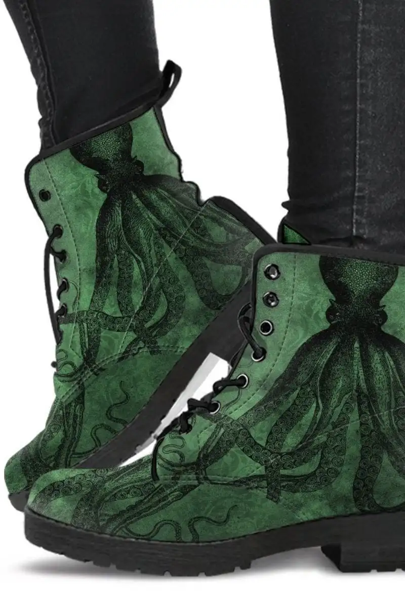 Gallery Serpentine Straight Up Kraken Green, Men's Vegan Boots, FREE Shipping 3 Gallery Serpentine Straight Up Kraken Green, Men's Vegan Boots, FREE Shipping