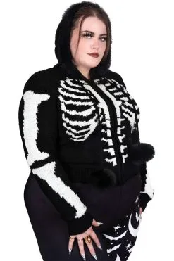 Too Fast Bony Skeleton Cardigan Zip Up Sweater -Akumu Ink Shop 3333copy