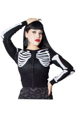 Kreepsville Skeleton Ribcage Bones Cardigan 7 Kreepsville Skeleton Ribcage Bones Cardigan -Akumu Ink Shop 34344353