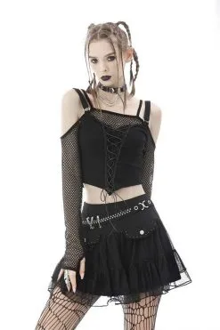 DARK IN LOVE School Skullstice Mesh Mini Skirt