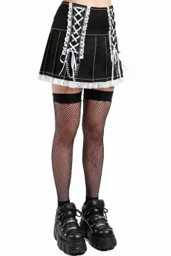 TRIPP NYC Lolita Pleated Skirt [Black/White] -Akumu Ink Shop AF4386 BLKWHT S
