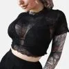 FOREST INK Spiderweb Mesh Short Sleeve Crop Top 1 FOREST INK Spiderweb Mesh Short Sleeve Crop Top -Akumu Ink Shop Alt Crop Top