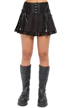 Tripp NYC Enchanted Pleated Skirt [Black/Black]