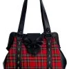 Banned Apparel Batwing Bow Plaid Bag [RED] -Akumu Ink Shop BG34277RED2