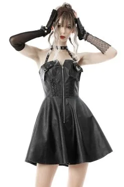 DARK IN LOVE Hexed Leather Halter Dress