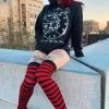 VampireFreaks Alice In Wonderland Clock Hoodie [Zipper Or Pullover] -Akumu Ink Shop Emo Girl Hoodie
