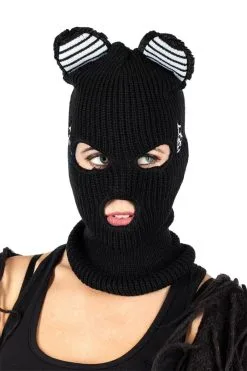Too Fast Kitty Cat Ears Embroidered Balaclava Ski Mask