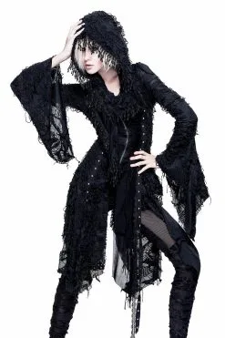 DEVIL FASHION Black Witchery Tattered Cardigan