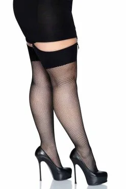 LEG AVENUE Vamp Fishnet Thigh Highs [PLUS SIZE] -Akumu Ink Shop Fishnet Tights Queen Size