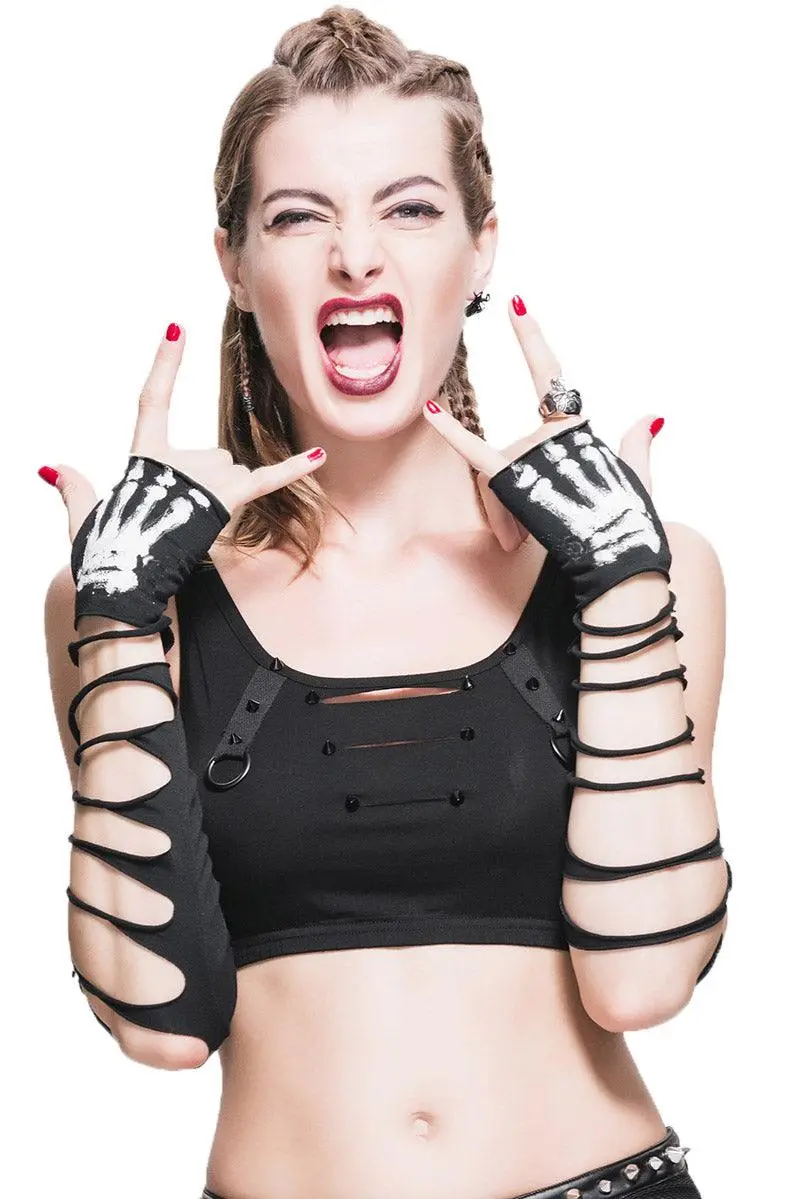 DEVIL FASHION Caught Dead Shredded Arm Warmers 3 DEVIL FASHION Caught Dead Shredded Arm Warmers