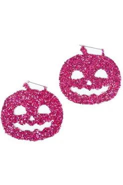Too Fast Pink Glitter Pumpkin Hoop Earrings -Akumu Ink Shop Goth Gauges 684bee8b 07a5 4cd0 a542 d632bc6d26a7