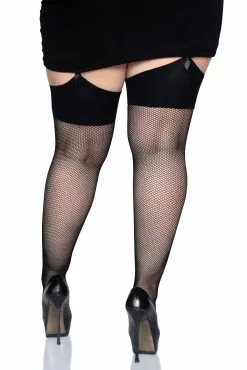 LEG AVENUE Vamp Fishnet Thigh Highs [PLUS SIZE] -Akumu Ink Shop Goth Thigh Highs