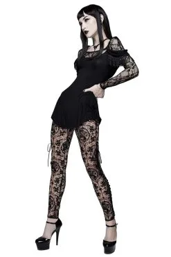 DEVIL FASHION Bathory Edwardian Cameo Mesh Leggings