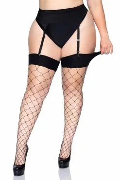 LEG AVENUE Hell Cat Fishnet Thigh Highs [PLUS SIZE]