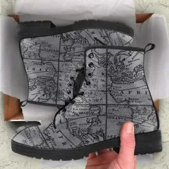 Gallery Serpentine Vintage Map, Men's Vegan Boots, FREE Shipping -Akumu Ink Shop REG63VINTAGEMAPBOOTS4