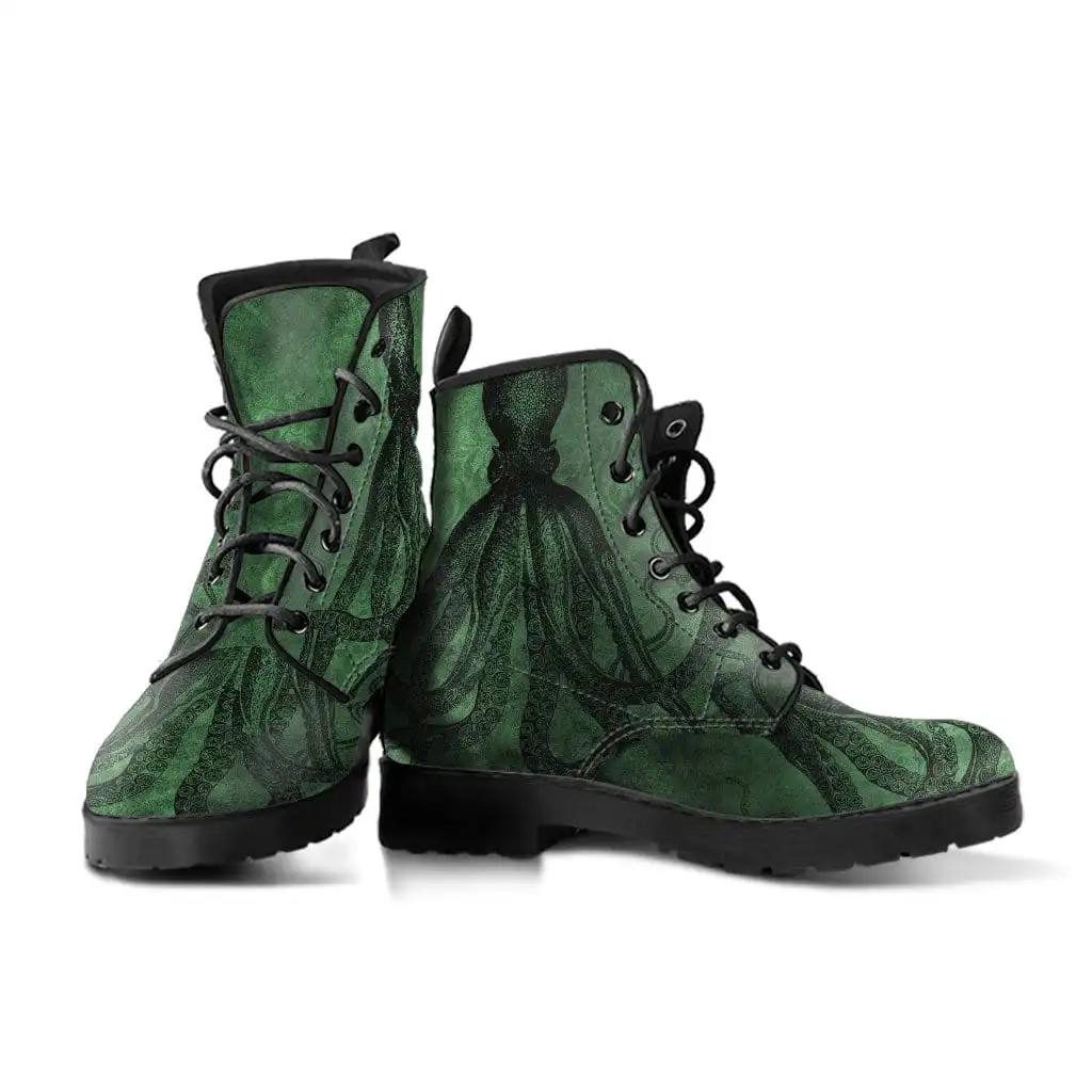 Gallery Serpentine Straight Up Kraken Green, Men's Vegan Boots, FREE Shipping 6 Gallery Serpentine Straight Up Kraken Green, Men's Vegan Boots, FREE Shipping - Image 4
