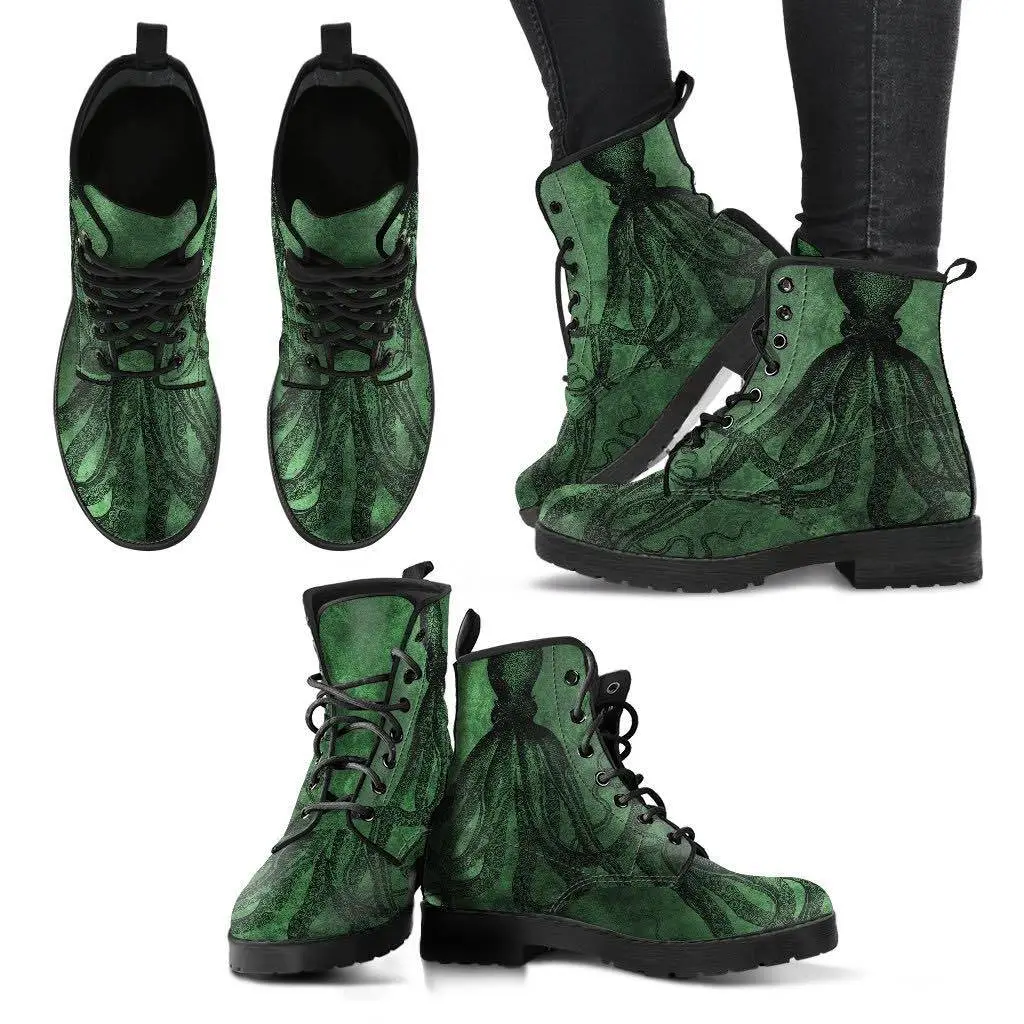 Gallery Serpentine Straight Up Kraken Green, Men's Vegan Boots, FREE Shipping 5 Gallery Serpentine Straight Up Kraken Green, Men's Vegan Boots, FREE Shipping - Image 3