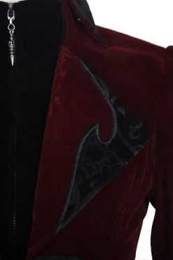 DEVIL FASHION Crimson Blood Victorian Goth Coat -Akumu Ink Shop Red Velvet Coat