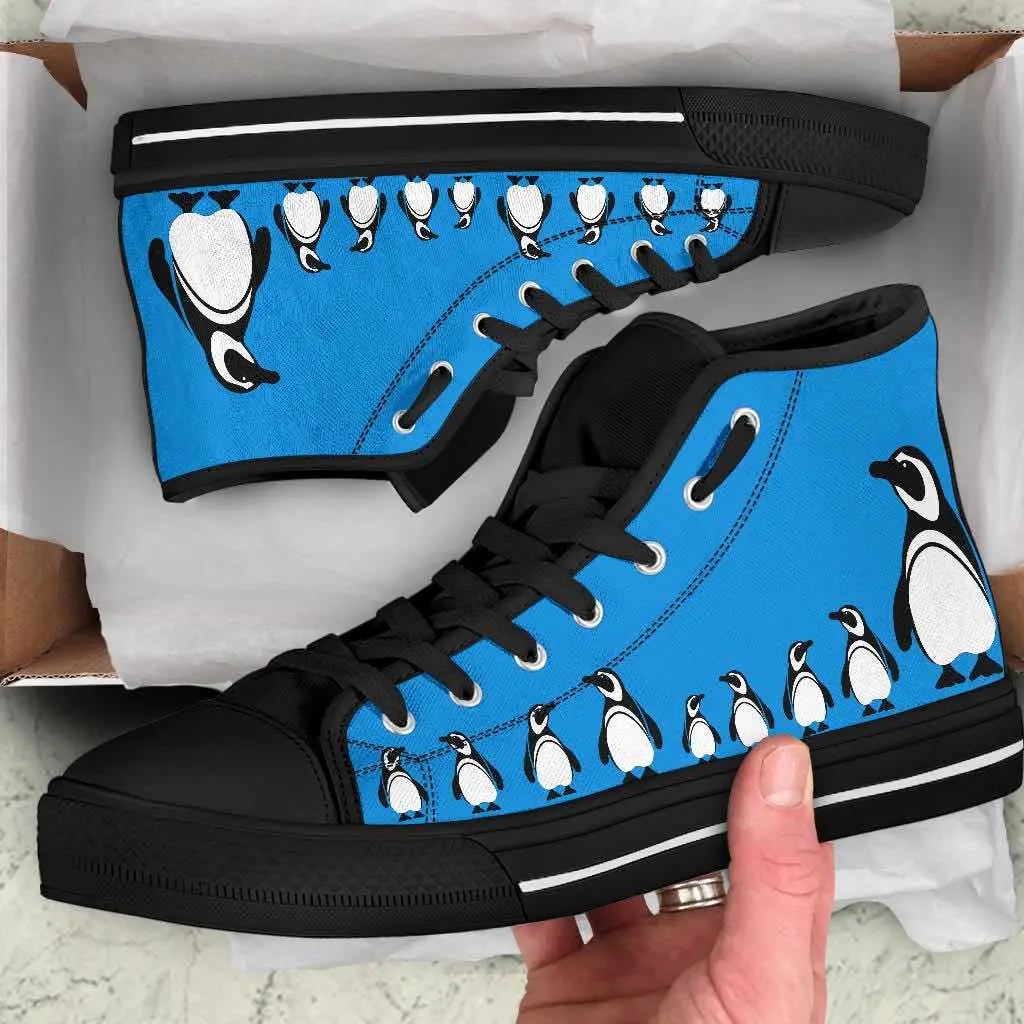 Gallery Serpentine Blue Penguins, Men's High Top Sneakers, FREE Shipping 4 Gallery Serpentine Blue Penguins, Men's High Top Sneakers, FREE Shipping - Image 2