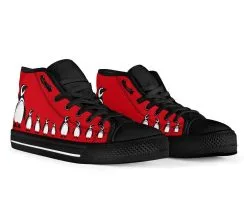 Gallery Serpentine Red Penguins, Men's High Top Sneakers, FREE Shipping -Akumu Ink Shop SNPEN21