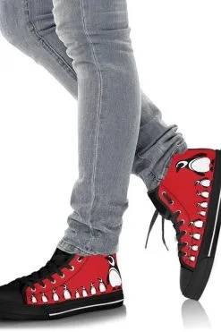 Gallery Serpentine Red Penguins, Men's High Top Sneakers, FREE Shipping