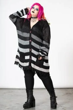 KILLSTAR Stripe Of Evil Cardigan [UNISEX] -Akumu Ink Shop STRIPE OF EVIL CARDIGAN PLUS W E