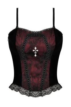 DARK IN LOVE Burgundy Blood Ruffle Top 19 DARK IN LOVE Burgundy Blood Ruffle Top -Akumu Ink Shop Sexy Corset Top