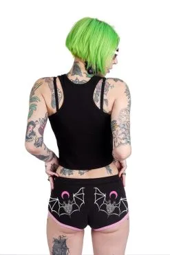 Too Fast Two Headed Occult Bat Pink Trim Short Shorts
