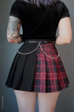 FOREST INK Tartan Pleated Chain Mini Skirt -Akumu Ink Shop Tartan chain pleated skirt4 600x