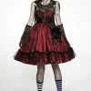 PUNK RAVE Bleeding Baby Doll Dress Set [RED/BLACK] -Akumu Ink Shop WLQ 099LQF 01