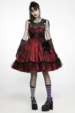 PUNK RAVE Bleeding Baby Doll Dress Set [RED/BLACK]