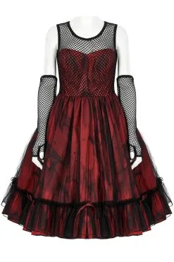PUNK RAVE Bleeding Baby Doll Dress Set [RED/BLACK] -Akumu Ink Shop WLQ 099LQF 03