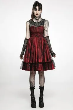 PUNK RAVE Bleeding Baby Doll Dress Set [RED/BLACK] -Akumu Ink Shop WLQ 099LQF 04