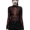 PUNK RAVE Weaving Webs Mesh Top [RED]