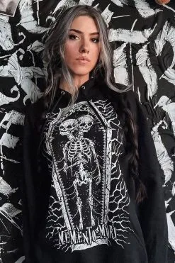 VampireFreaks Memento Mori Conjoined Skeleton Twins Hoodie [Zipper Or Pullover]