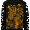 VampireFreaks Haunted Mansion Hoodie [Pumpkin Orange] -Akumu Ink Shop bats hoodie back