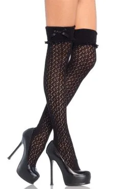 LEG AVENUE Dark Cottagecore Crochet Thigh Highs