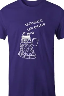 Victorian And Steampunk Purple Dalek Needs Caffeine Meme Tee