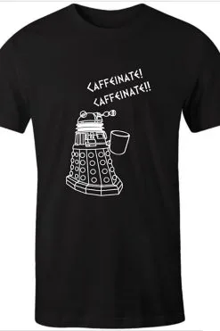 Victorian And Steampunk Black Dalek Needs Caffeine Meme Tee