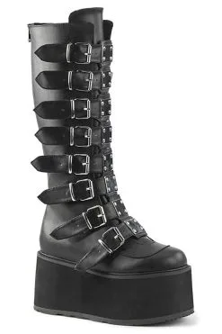 Demonia Queen Of The DAMNED-318 Boots [Black Vegan Leather]