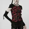 PUNK RAVE Barbie Blood Top Set [BLACK/RED] -Akumu Ink Shop emo red and black top
