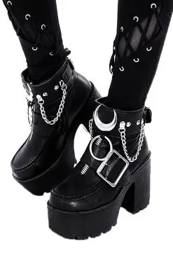 RESTYLE Iron Moon Shoe Cuffs 9 RESTYLE Iron Moon Shoe Cuffs -Akumu Ink Shop eng pl Black gothic Moon Ankle bracelets for gothic shoes IRON MOON CUFFS 1749 4