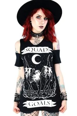 RESTYLE Squad Goals Cold Shoulder T-Shirt