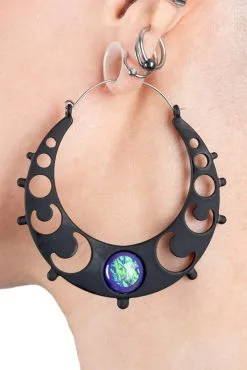Too Fast Phases Of The Moon Gem Hoop Earrings