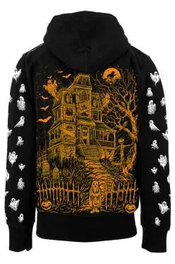 VampireFreaks Haunted Mansion Hoodie [Pumpkin Orange] -Akumu Ink Shop ghosts hoodie back resize