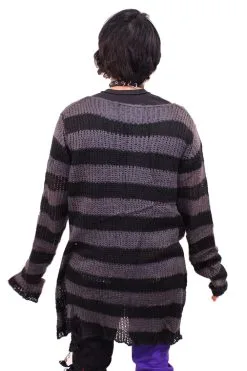 Catalyst Grey/Black Striped Distressed Sweater 14 Catalyst Grey/Black Striped Distressed Sweater -Akumu Ink Shop gray 04
