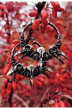 RESTYLE Raven Skulls Hoop Earrings