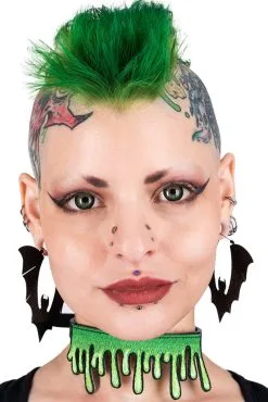 Too Fast Black Glitter Halloween Bat Earrings -Akumu Ink Shop joufsdfvg554353