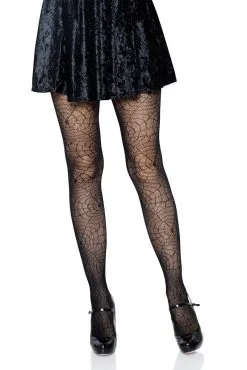 LEG AVENUE Black Spiderweb Lace Tights